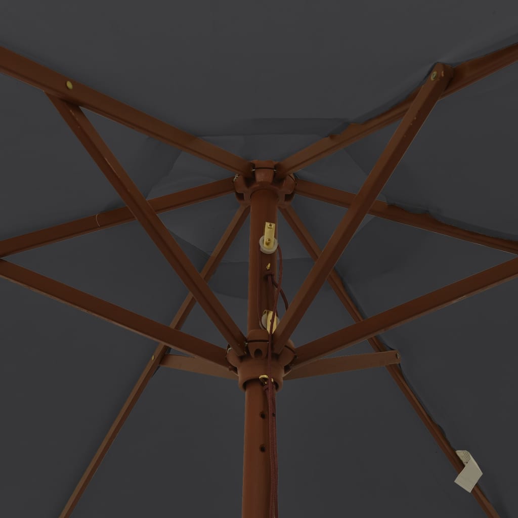 Berkfield Garden Parasol with Wooden Pole Black 196x231 cm