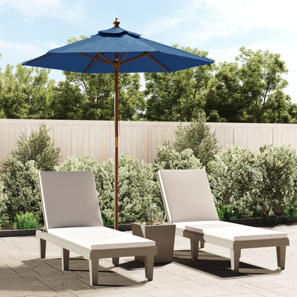 Berkfield Garden Parasol with Wooden Pole Azure Blue 196x231 cm