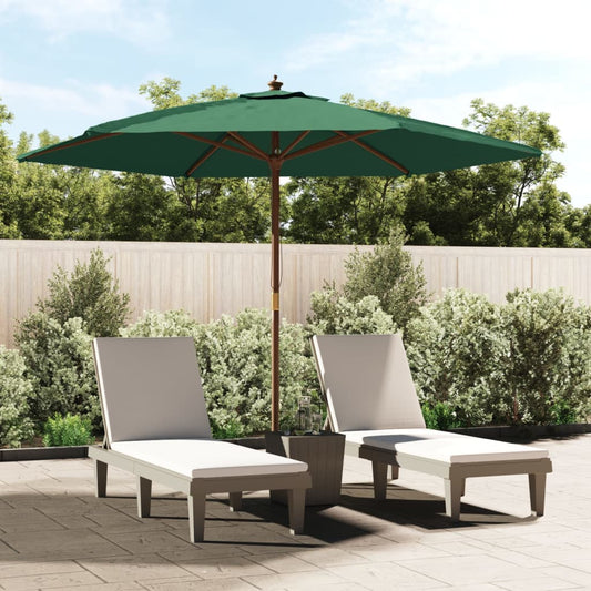 Berkfield Garden Parasol with Wooden Pole Green 299x240 cm