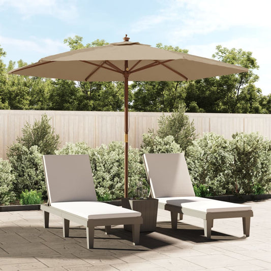 Berkfield Garden Parasol with Wooden Pole Taupe 299x240 cm
