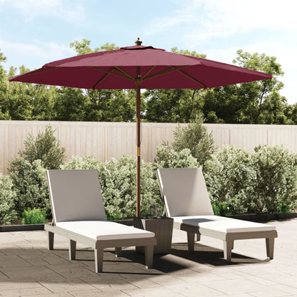 Berkfield Garden Parasol with Wooden Pole Bordeaux Red 299x240 cm