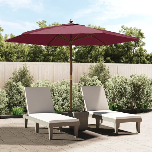 Berkfield Garden Parasol with Wooden Pole Bordeaux Red 299x240 cm