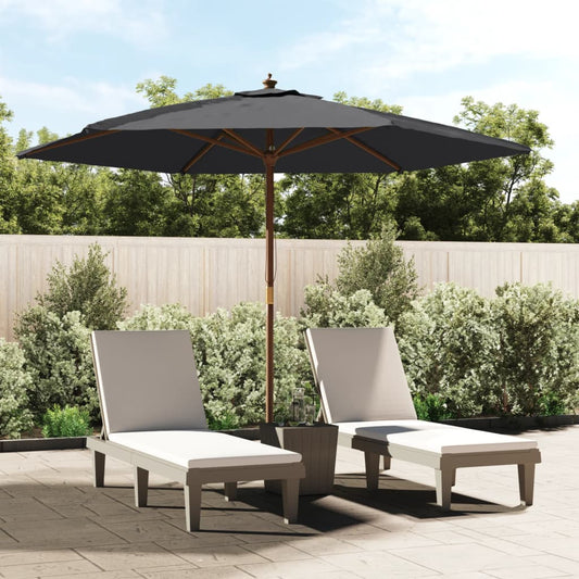 Berkfield Garden Parasol with Wooden Pole Black 299x240 cm