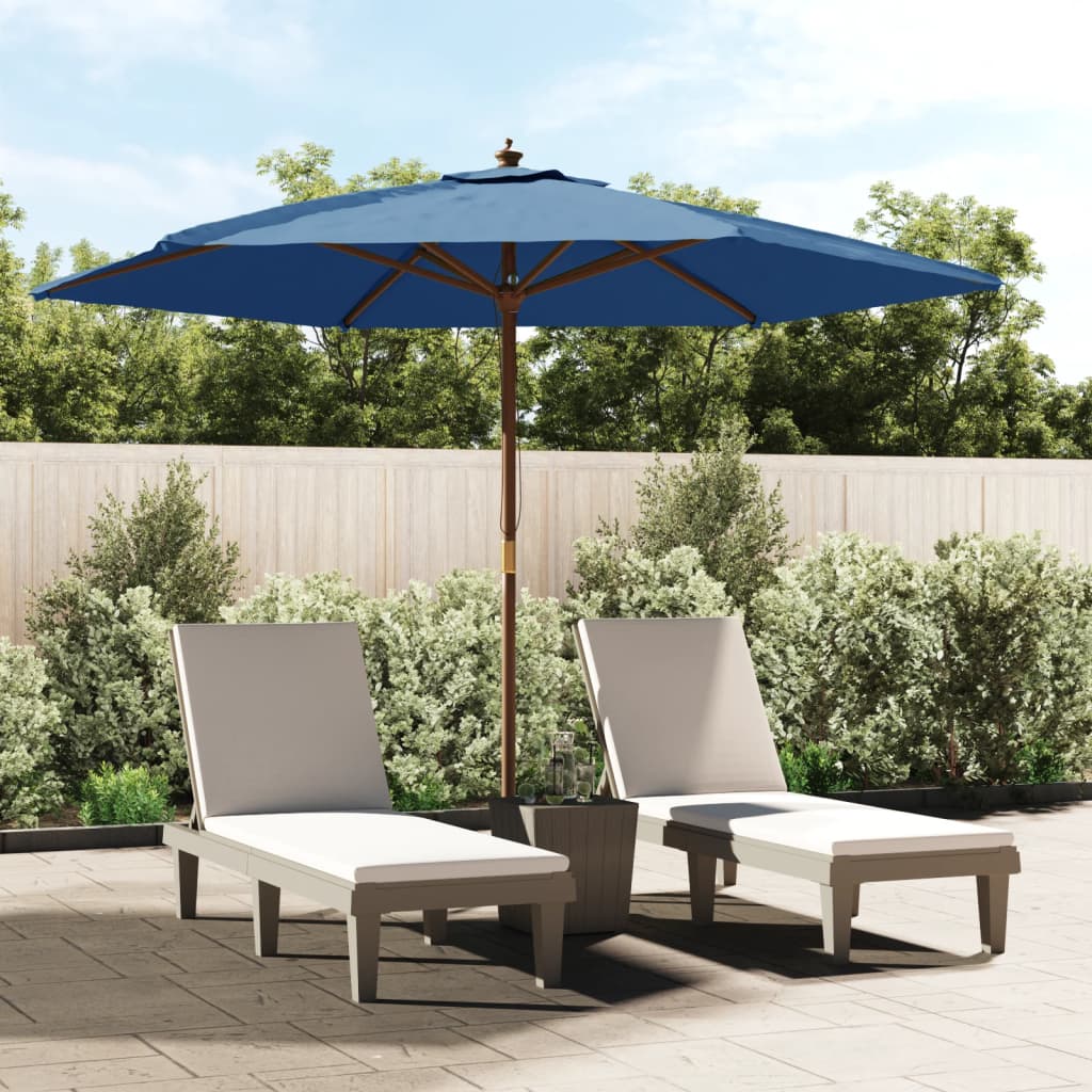 Berkfield Garden Parasol with Wooden Pole Azure Blue 299x240 cm