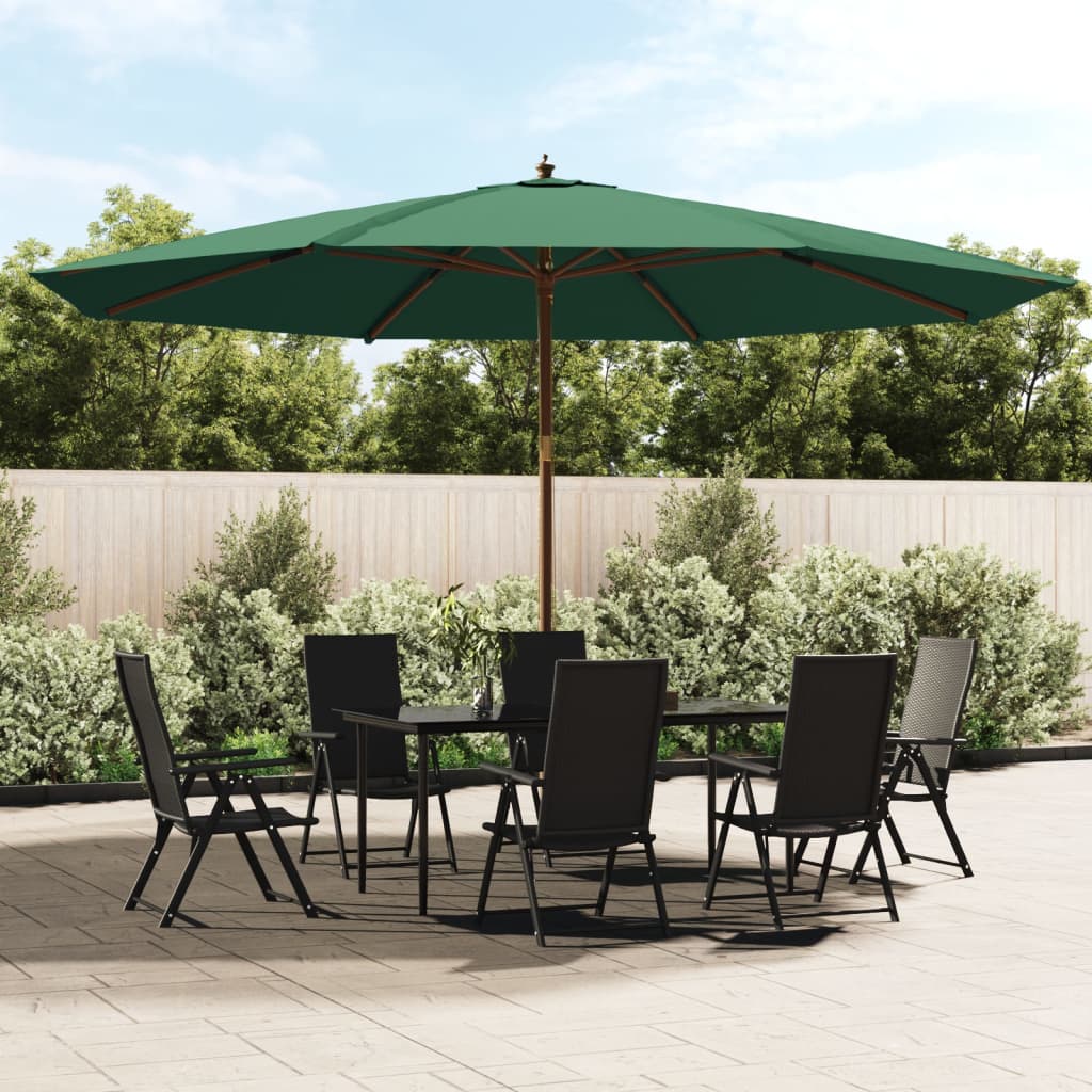 Berkfield Garden Parasol with Wooden Pole Green 400x273 cm
