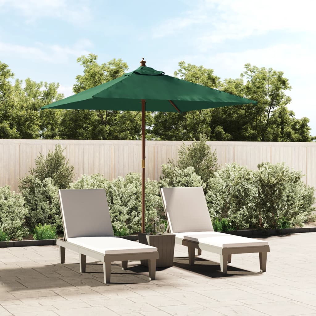 Berkfield Garden Parasol with Wooden Pole Green 198x198x231 cm