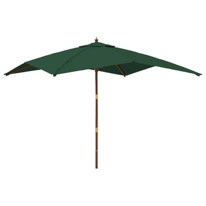 Berkfield Garden Parasol with Wooden Pole Green 300x300x273 cm