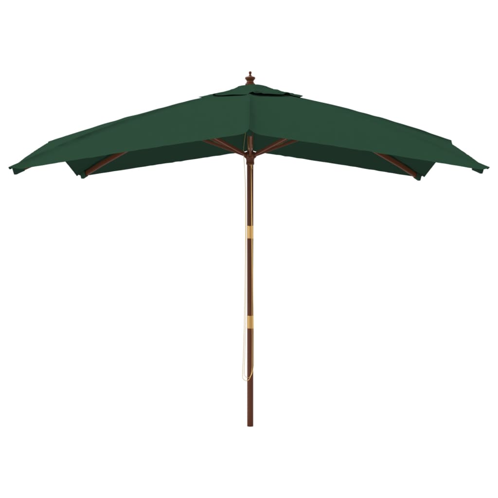 Berkfield Garden Parasol with Wooden Pole Green 300x300x273 cm