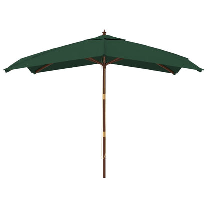Berkfield Garden Parasol with Wooden Pole Green 300x300x273 cm