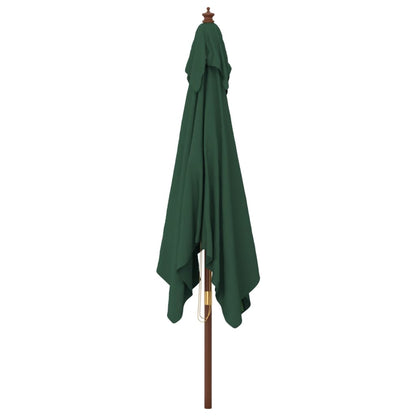 Berkfield Garden Parasol with Wooden Pole Green 300x300x273 cm