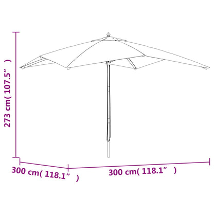 Berkfield Garden Parasol with Wooden Pole Green 300x300x273 cm