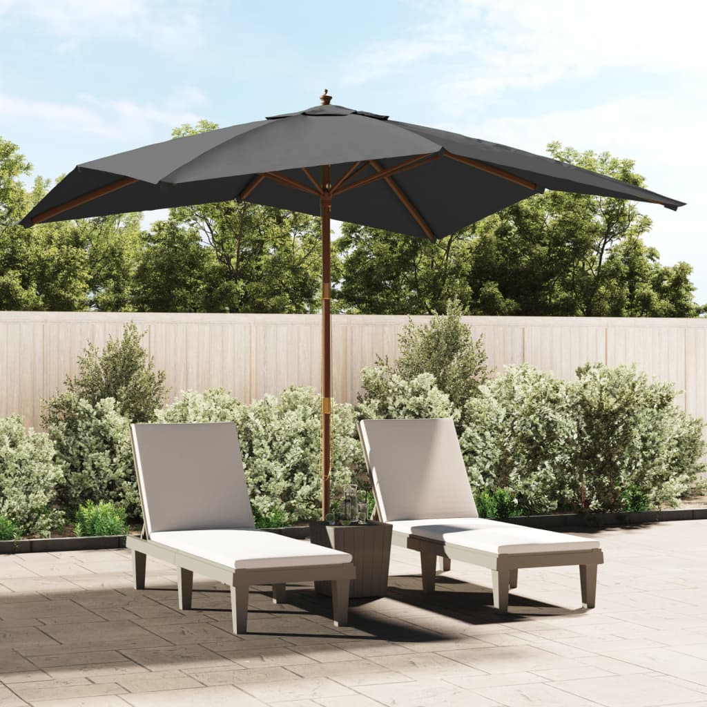 Berkfield Garden Parasol with Wooden Pole Anthracite 300x300x273 cm