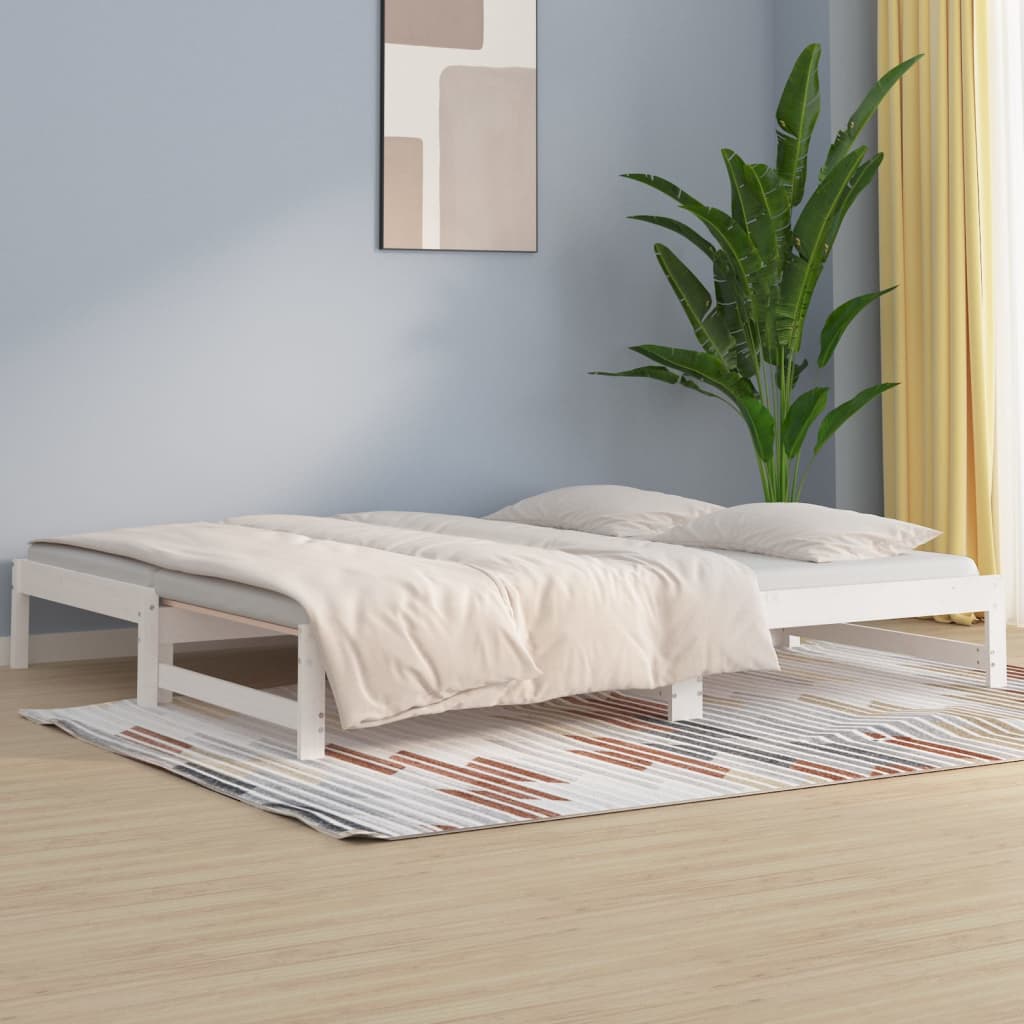 Berkfield Pull-out Day Bed White 2x(80x200) cm Solid Wood Pine