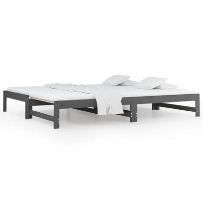 Berkfield Pull-out Day Bed Grey 2x(90x190) cm Solid Wood Pine
