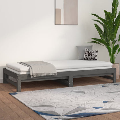Berkfield Pull-out Day Bed Grey 2x(90x190) cm Solid Wood Pine