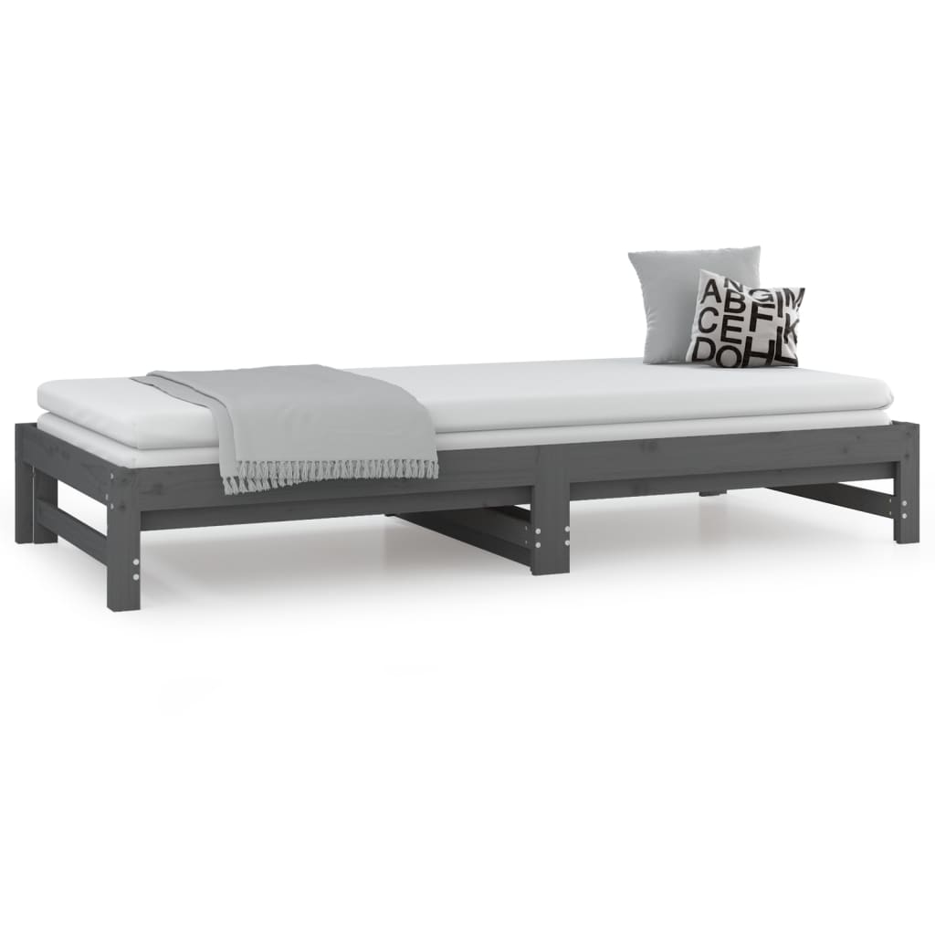 Berkfield Pull-out Day Bed Grey 2x(90x190) cm Solid Wood Pine