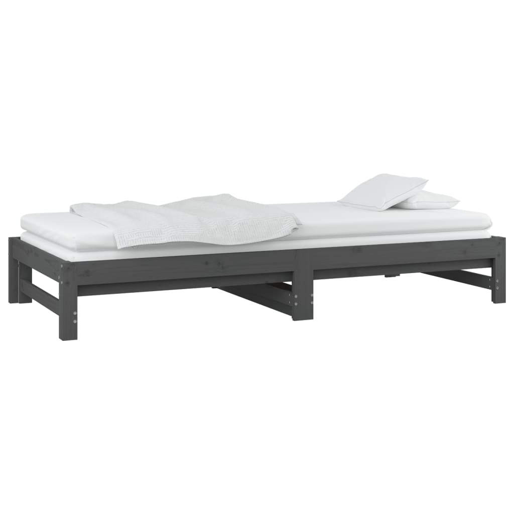 Berkfield Pull-out Day Bed Grey 2x(90x190) cm Solid Wood Pine