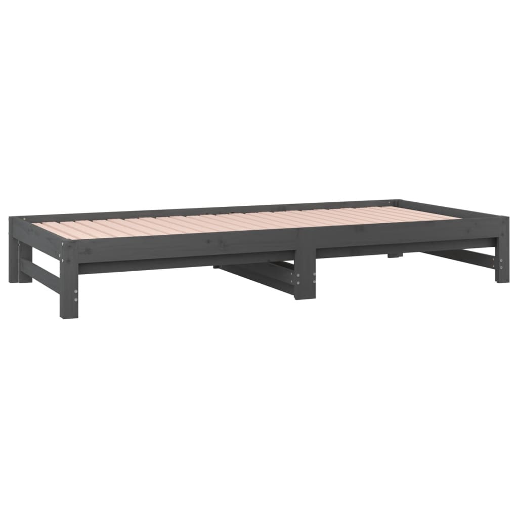 Berkfield Pull-out Day Bed Grey 2x(90x190) cm Solid Wood Pine