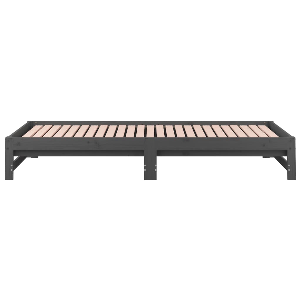 Berkfield Pull-out Day Bed Grey 2x(90x190) cm Solid Wood Pine