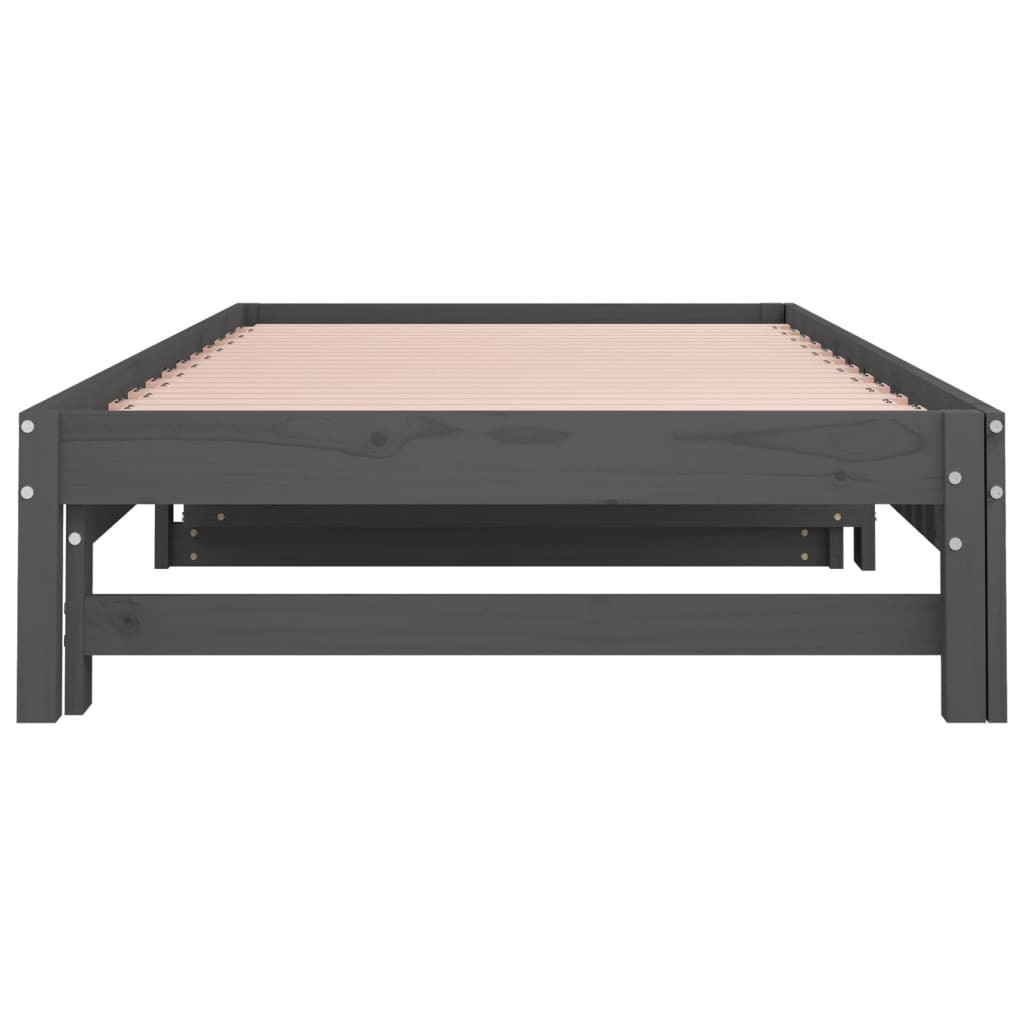 Berkfield Pull-out Day Bed Grey 2x(90x190) cm Solid Wood Pine