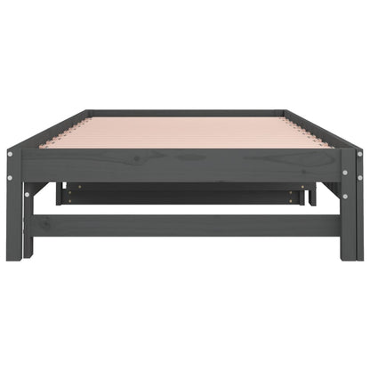 Berkfield Pull-out Day Bed Grey 2x(90x190) cm Solid Wood Pine