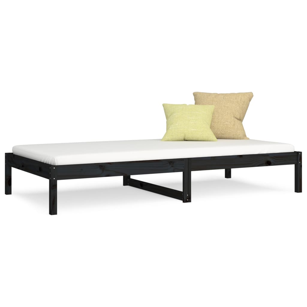 Berkfield Day Bed Black 90x200 cm Solid Wood Pine