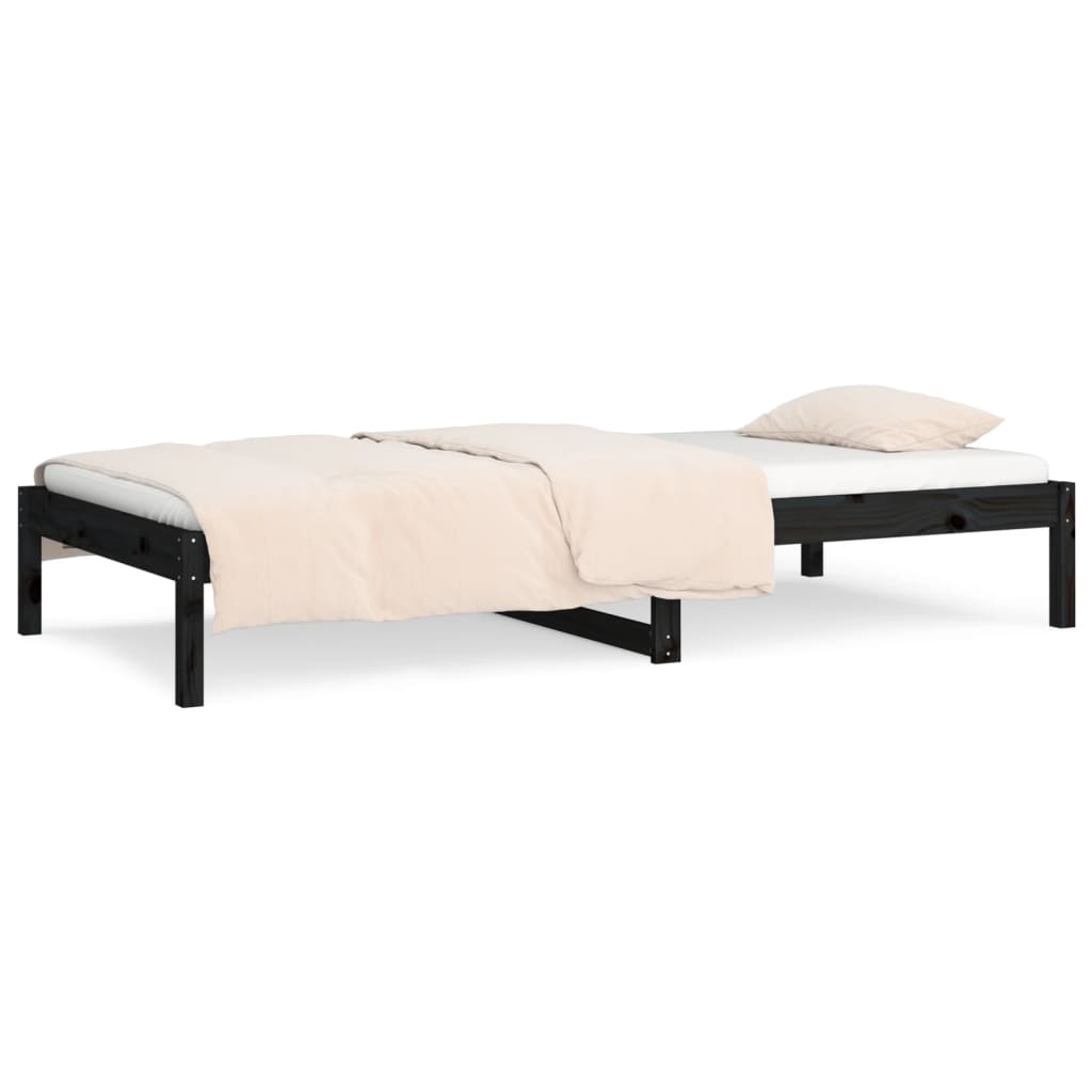 Berkfield Day Bed Black 90x200 cm Solid Wood Pine
