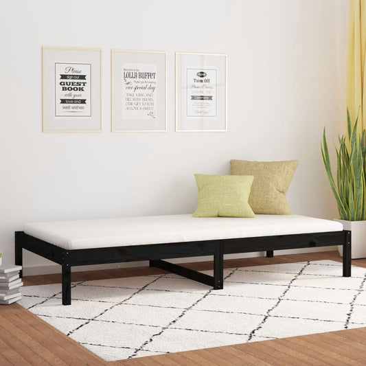 Berkfield Day Bed Black 90x190 cm Single Solid Wood Pine