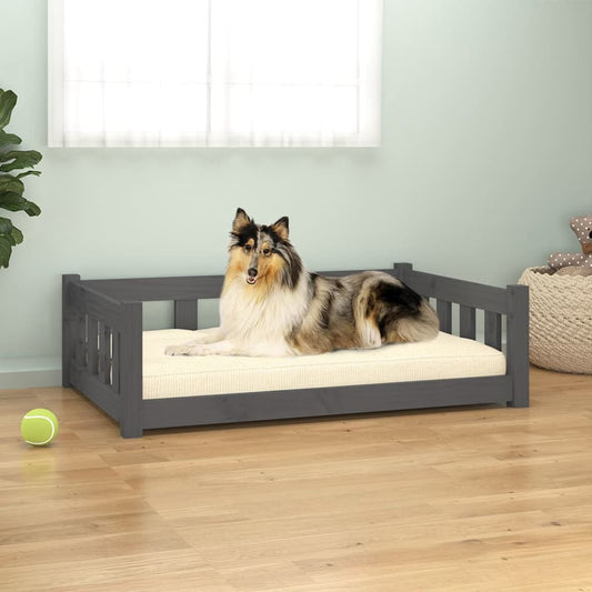 Berkfield Dog Bed Grey 95.5x65.5x28 cm Solid Wood Pine