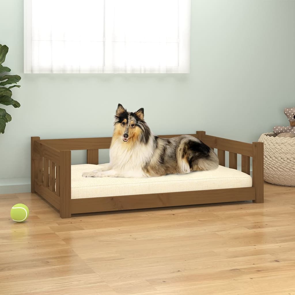 Berkfield Dog Bed Honey Brown 95.5x65.5x28 cm Solid Wood Pine