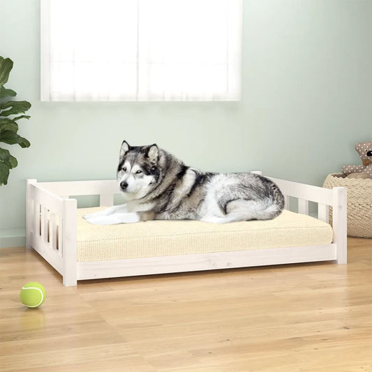 Berkfield Dog Bed White 105.5x75.5x28 cm Solid Wood Pine