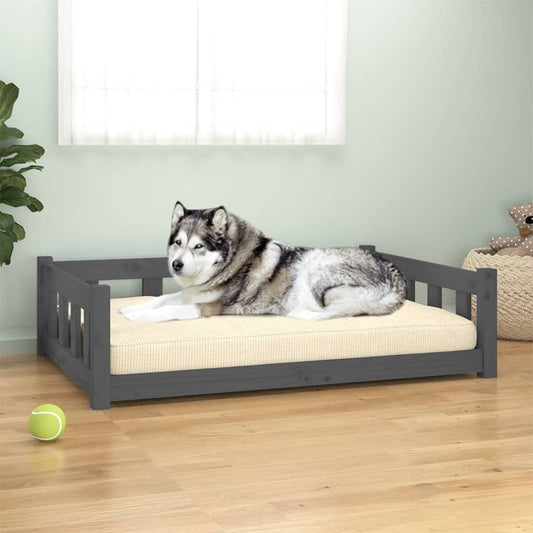 Berkfield Dog Bed Grey 105.5x75.5x28 cm Solid Wood Pine