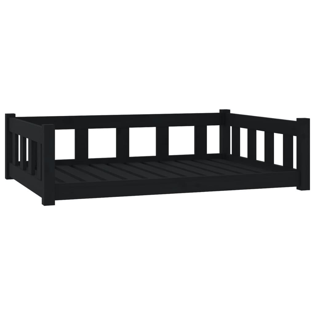 Berkfield Dog Bed Black 105.5x75.5x28 cm Solid Wood Pine