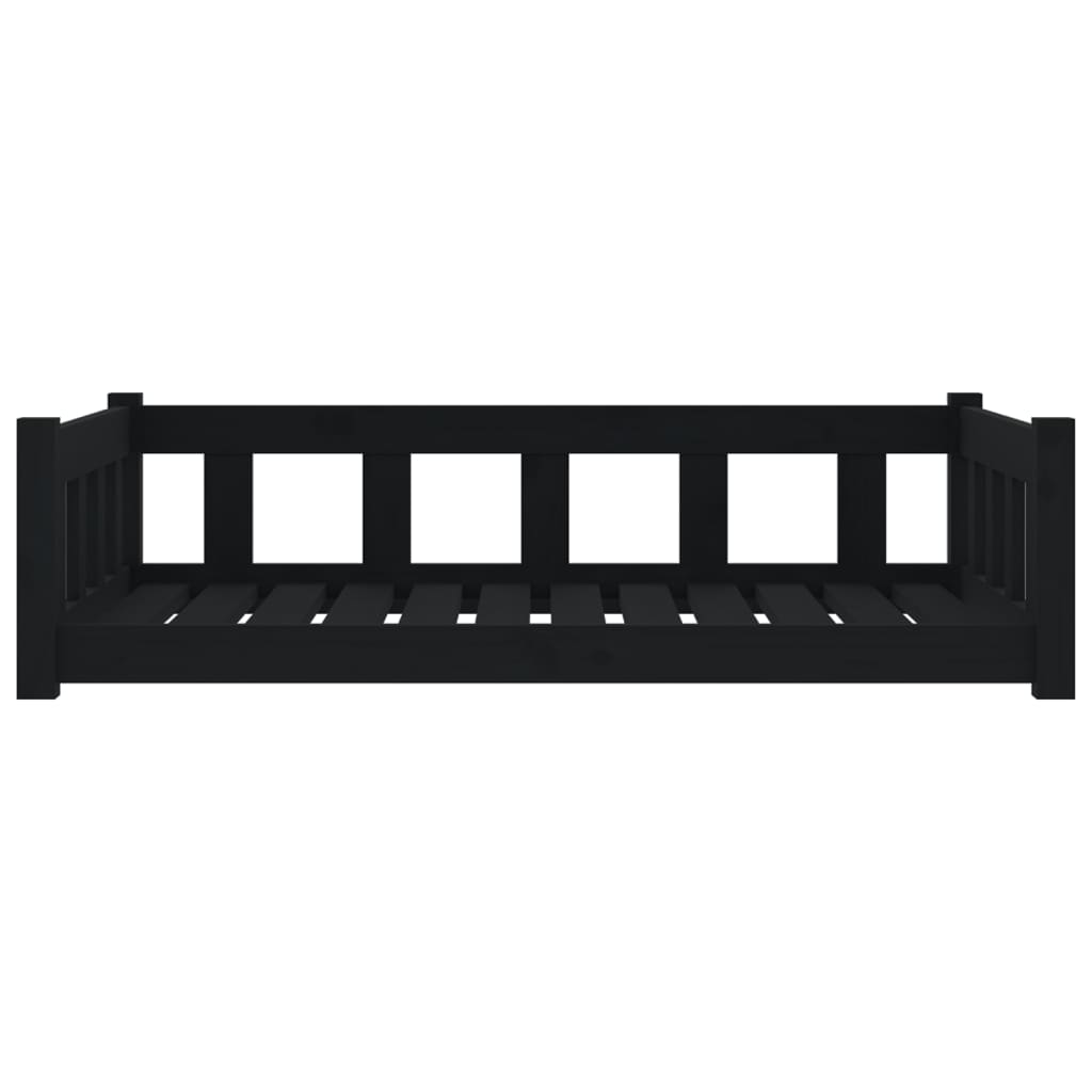 Berkfield Dog Bed Black 105.5x75.5x28 cm Solid Wood Pine