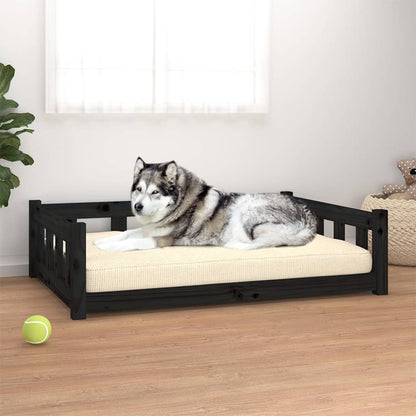 Berkfield Dog Bed Black 105.5x75.5x28 cm Solid Wood Pine