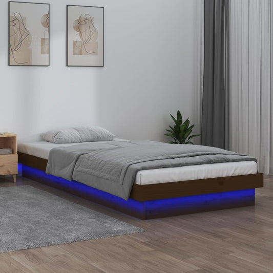 Berkfield LED Bed Frame Honey Brown 90x200 cm Solid Wood