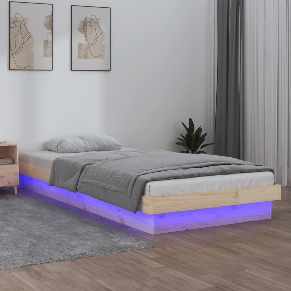 Berkfield LED Bed Frame 100x200 cm Solid Wood