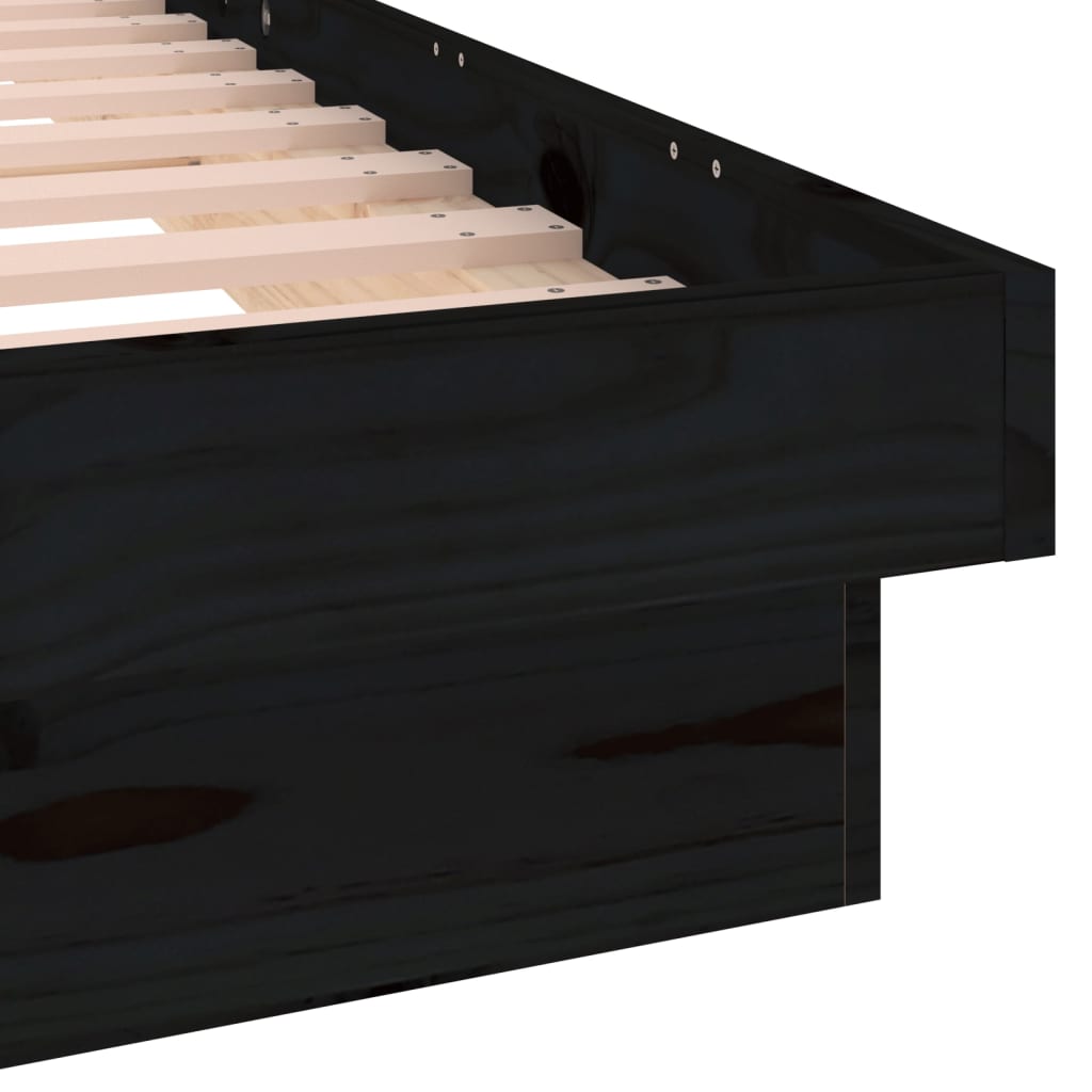 Berkfield LED Bed Frame Black 120x200 cm Solid Wood