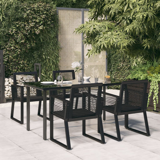 Berkfield 5 Piece Garden Dining Set Black PVC Rattan