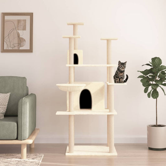 Berkfield Cat Tree with Sisal Scratching Posts Cream 166 cm
