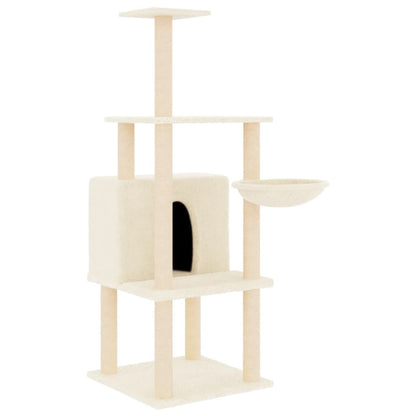 Berkfield Cat Tree with Sisal Scratching Posts Cream 132 cm