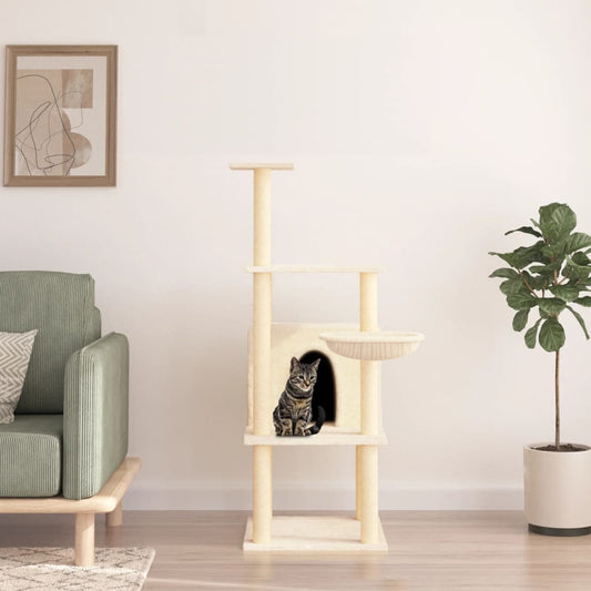 Berkfield Cat Tree with Sisal Scratching Posts Cream 132 cm