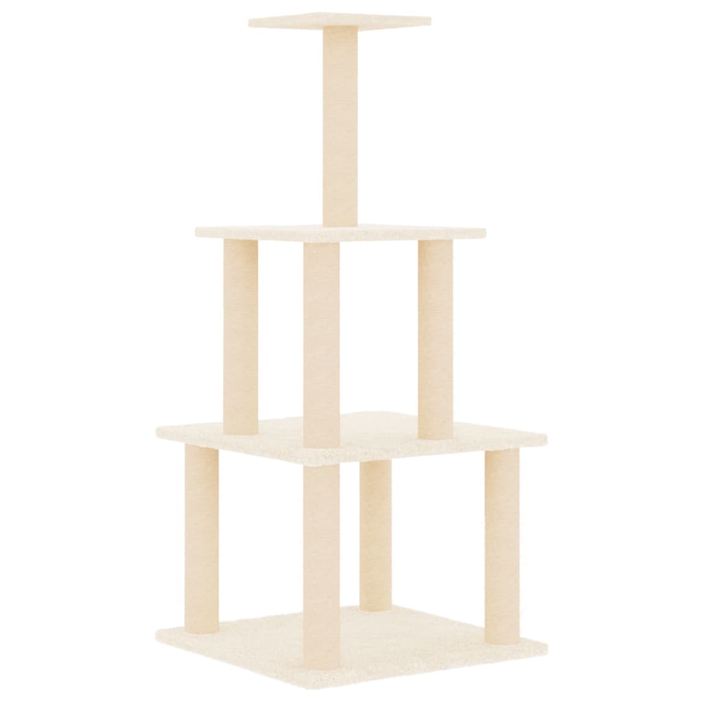 Berkfield Cat Tree with Sisal Scratching Posts Cream 111 cm