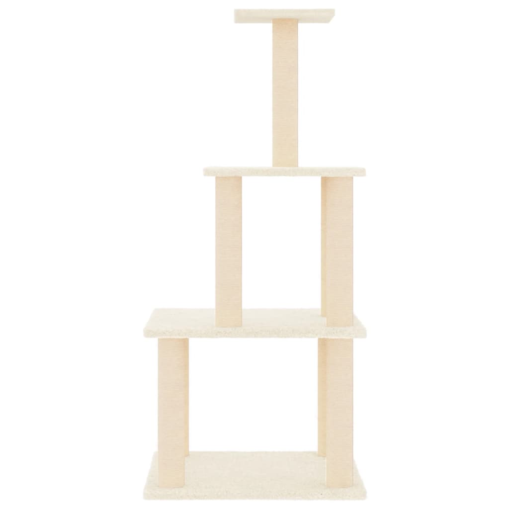 Berkfield Cat Tree with Sisal Scratching Posts Cream 111 cm