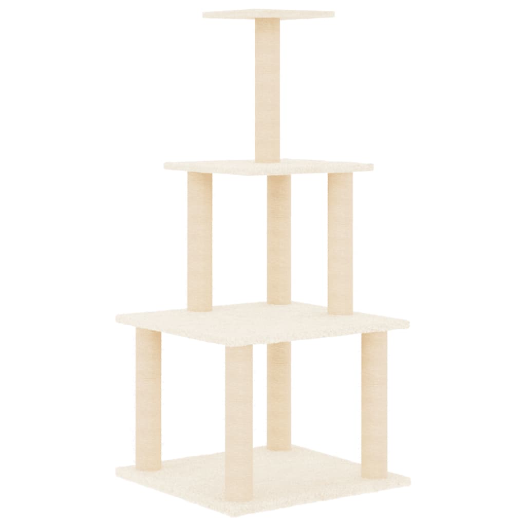 Berkfield Cat Tree with Sisal Scratching Posts Cream 111 cm