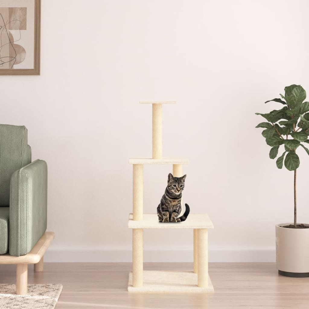 Berkfield Cat Tree with Sisal Scratching Posts Cream 111 cm