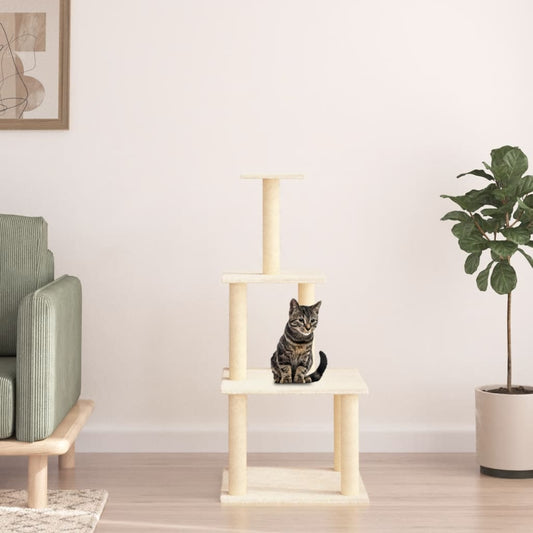 Berkfield Cat Tree with Sisal Scratching Posts Cream 111 cm