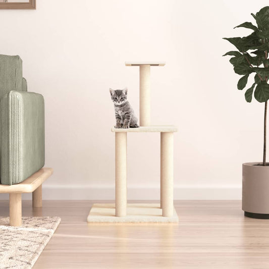 Berkfield Cat Tree with Sisal Scratching Posts Cream 85.5 cm