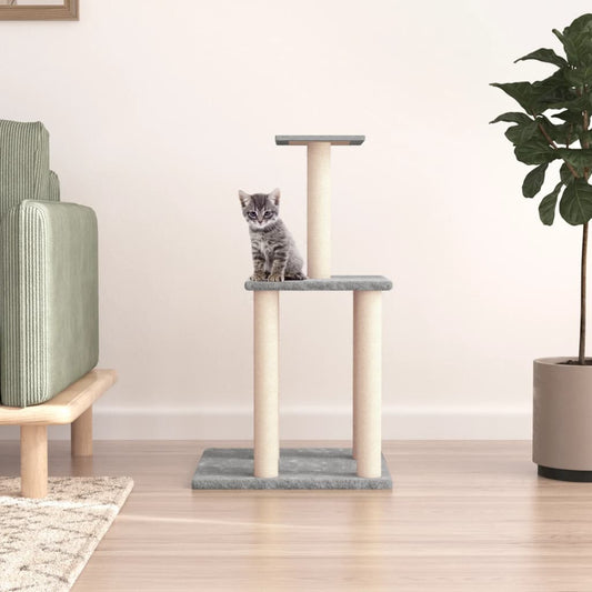 Berkfield Cat Tree with Sisal Scratching Posts Light Grey 85.5 cm