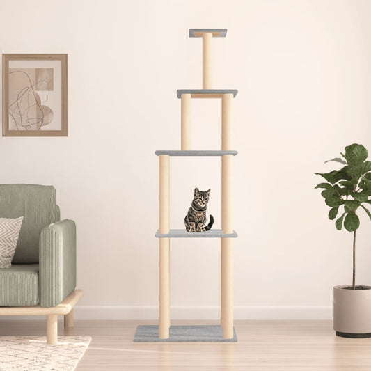 Berkfield Cat Tree with Sisal Scratching Posts Light Grey 183 cm